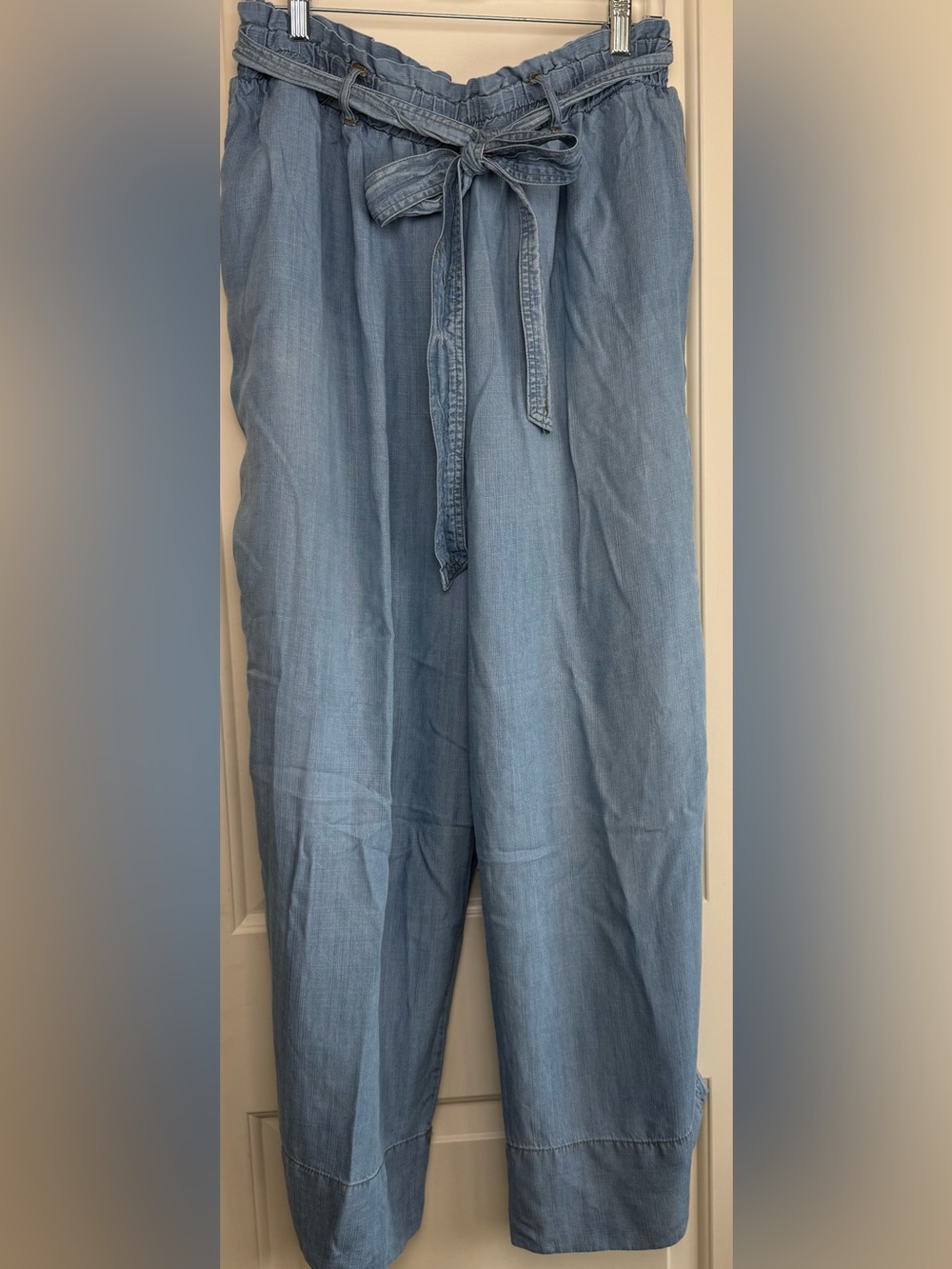 Philosophy Woman 3X Tencel Chambray Wide Leg Paperbag Pants Belted